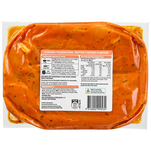 Front shot 2, RSPCA Approved Marinated Butter Chicken Tenderloins 800g