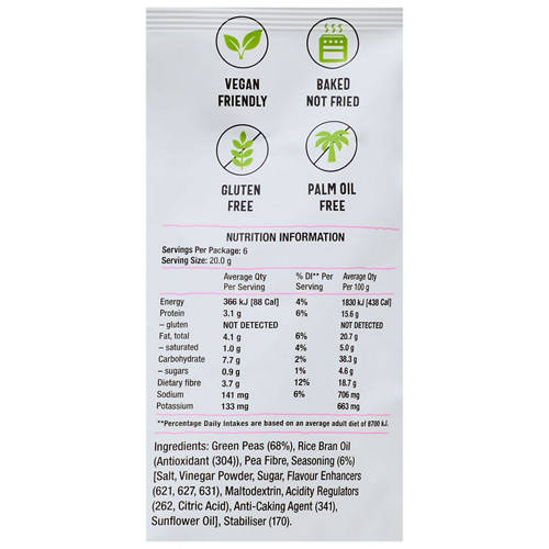 Nutrients 1, Harvest Snaps Salt & Vinegar 120g
