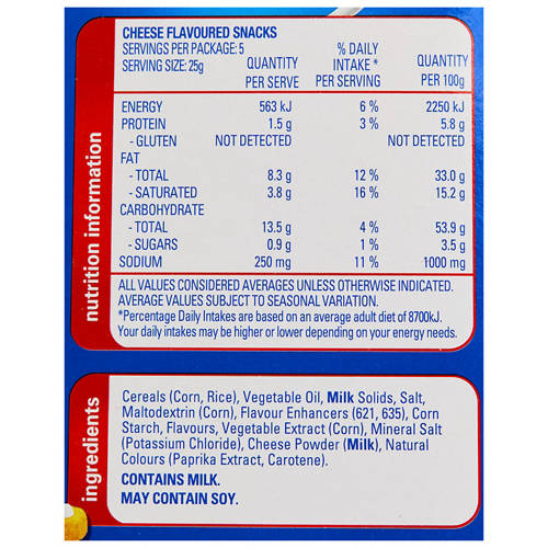 Nutrients 1, Cheezels Box 125g