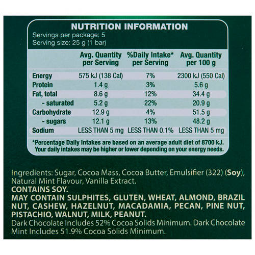Nutrients 1, Dark Mint Chocolate 5 Pack 125g