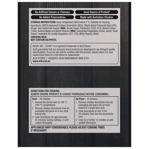 Nutrients 1, RSPCA Approved Chicken Drumsticks with Maple Butter Flavoured Glaze