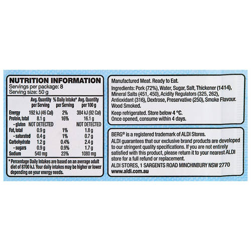 Nutrients 1, Leg Ham Thinly Sliced 4 Pack 400g