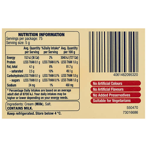 Nutrients 1, Salted Butter 375g