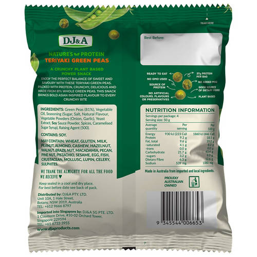 Front shot 2, Teriyaki Pea Snacks 200g
