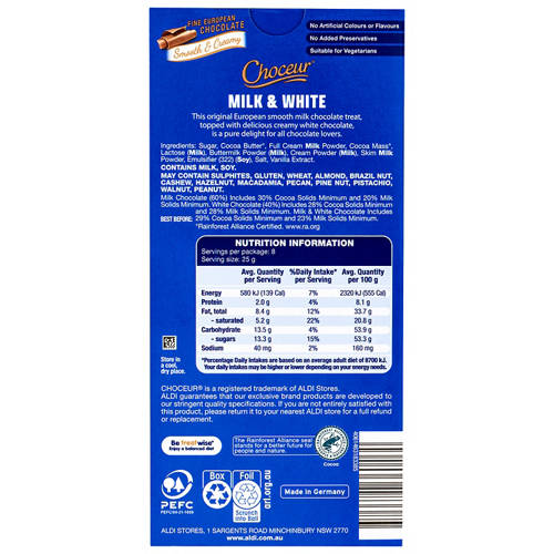 Front shot 2, Milk & White Chocolate Block 200g