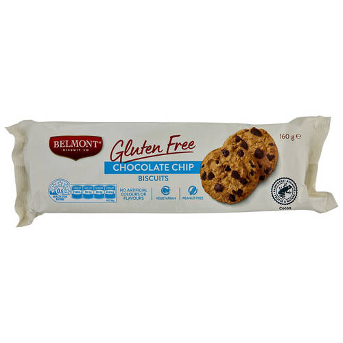 Front shot 2, Gluten Free Chocolate Chip Biscuits 160g