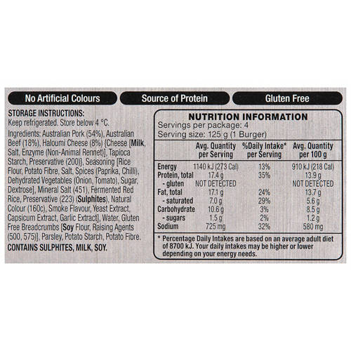Nutrients 1, Chorizo Style Burgers 500g