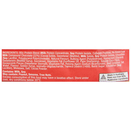 Ingredients 1, Protein Bar Caramel Honeycomb 55g