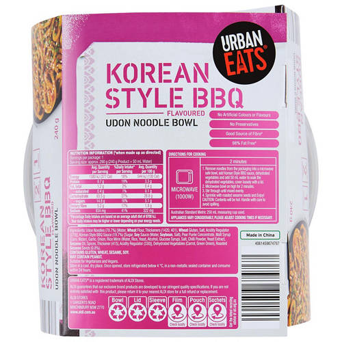 Front shot 3, Korean BBQ Noodle Bowl 240g