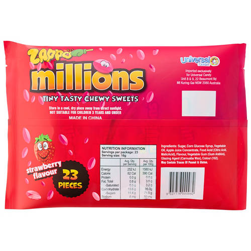 Front shot 2, Millions Strawberry Share Pack 368g