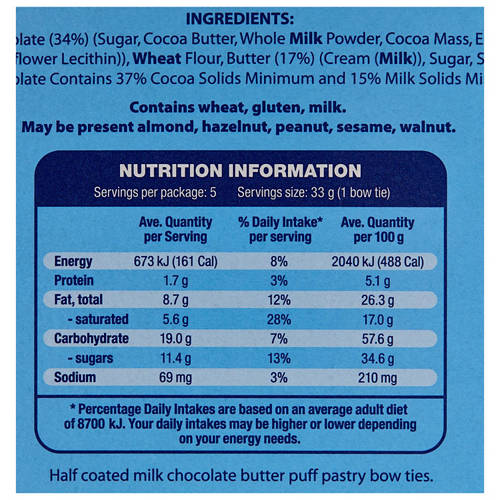 Nutrients 1, Pastry Biscuits Chocolate Bow Ties 165g