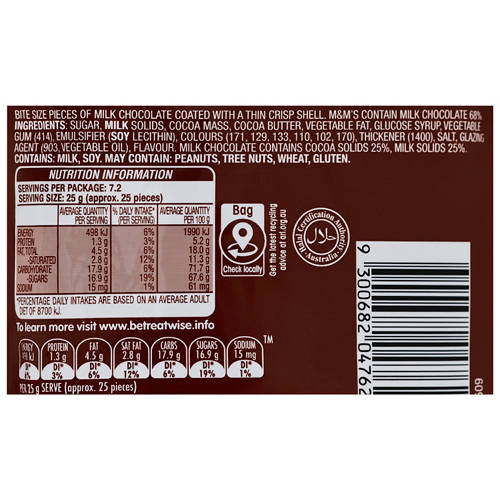 Nutrients 1, Milk Chocolate M&Ms 180g