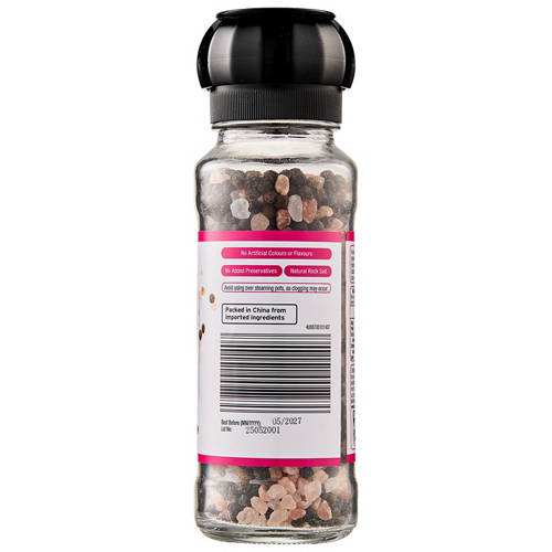 Front shot 2, Himalayan Pink Salt With Whole Black Pepper Grinder 185g