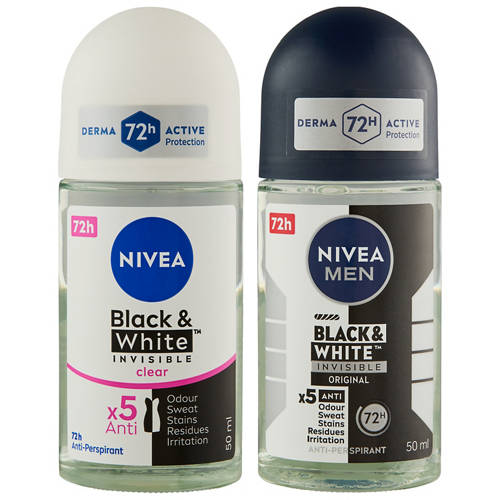 Group 1, Women's Black & White Anti-Perspirant Roll on Deodorant 50ml