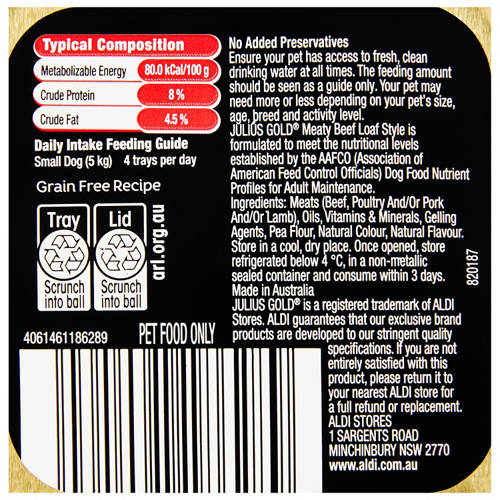 Nutrients 1, Meaty Beef Loaf Style Premium Dog Food 100g