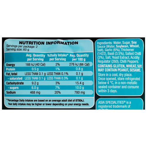 Nutrients 1, Garlic, Basil & Chilli Stir Fry Sauce 120g