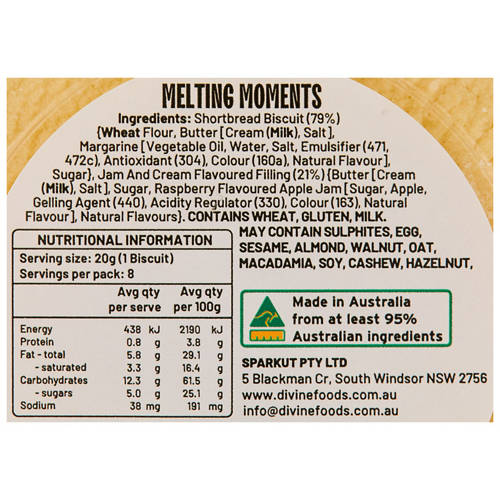 Nutrients 1, Mini Melting Moments Tub Jam & Cream 160g