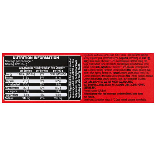 Nutrients 1, Pulled Beef Lasagne 350g