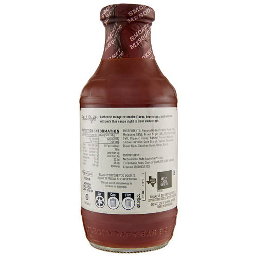Front shot 2, BBQ Sauce Smokey Mesquite 510g