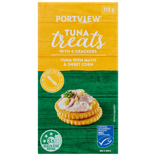 Front shot 2, Mayo And Sweetcorn Tuna Treats With Crackers 112g
