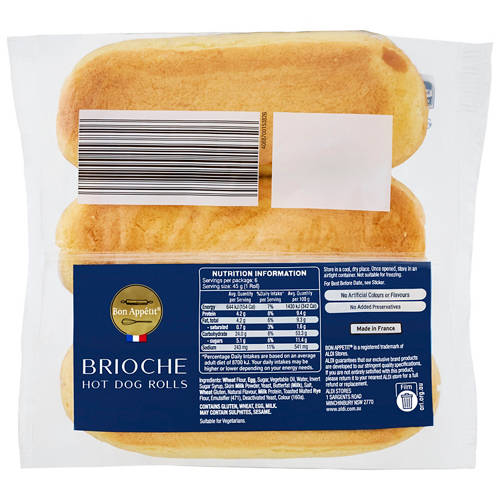 Front shot 2, Brioche Hot Dog Rolls 6 Pack 270g