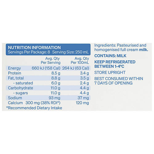 Nutrients 1, Full Cream Milk 2L