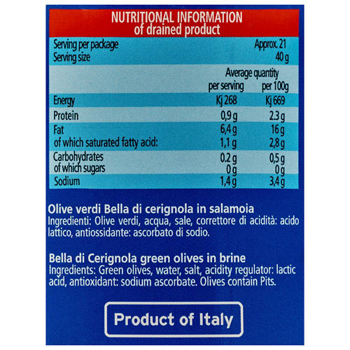 Nutrients 1, Bella di Cerignola Green Olives 1.45kg