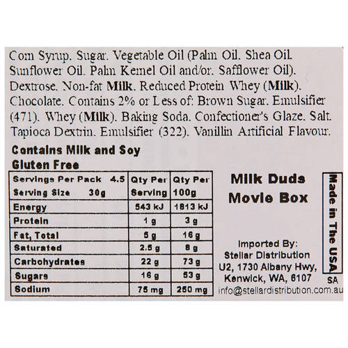 Nutrients 1, Milk Duds 141g