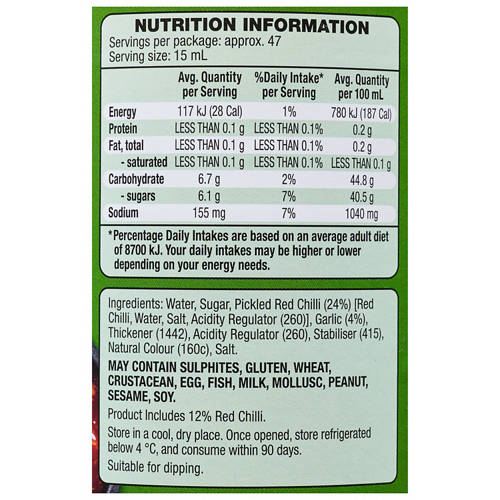 Nutrients 1, Sweet Chilli Sauce 700ml