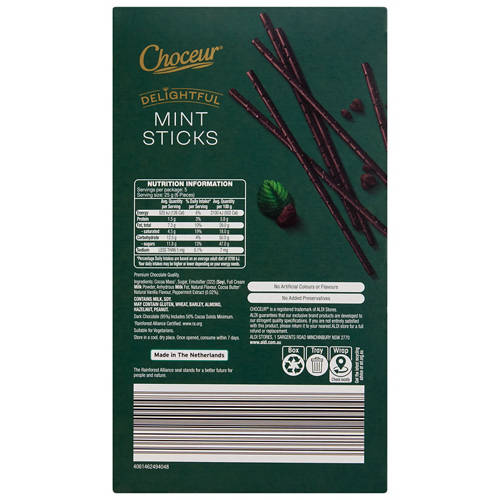 Front shot 3, Fine Chocolate Sticks Mint 125g