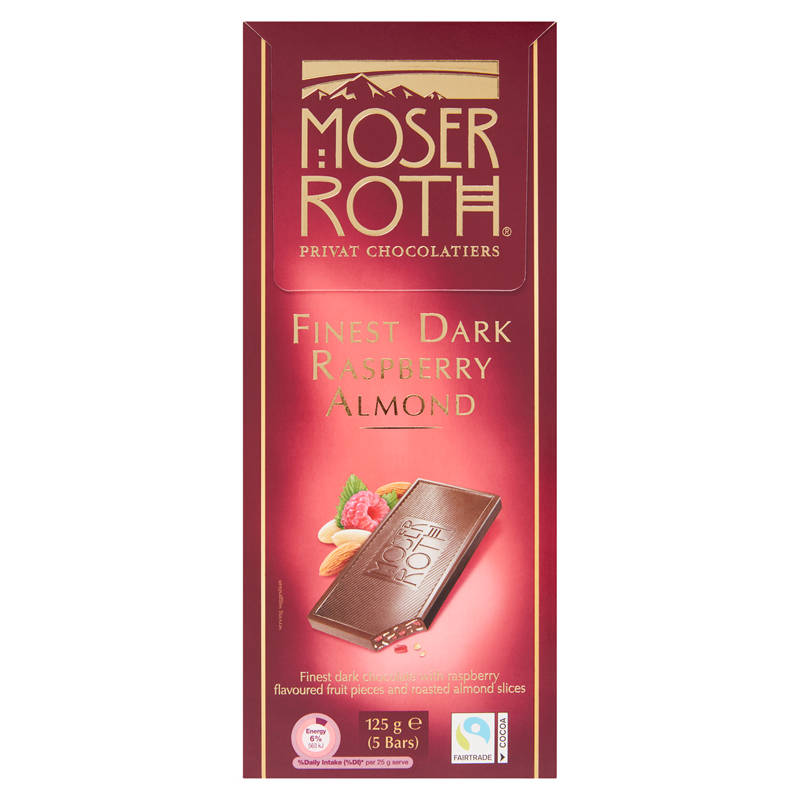Finest Raspberry Almond Chocolate 5 Pack 125g