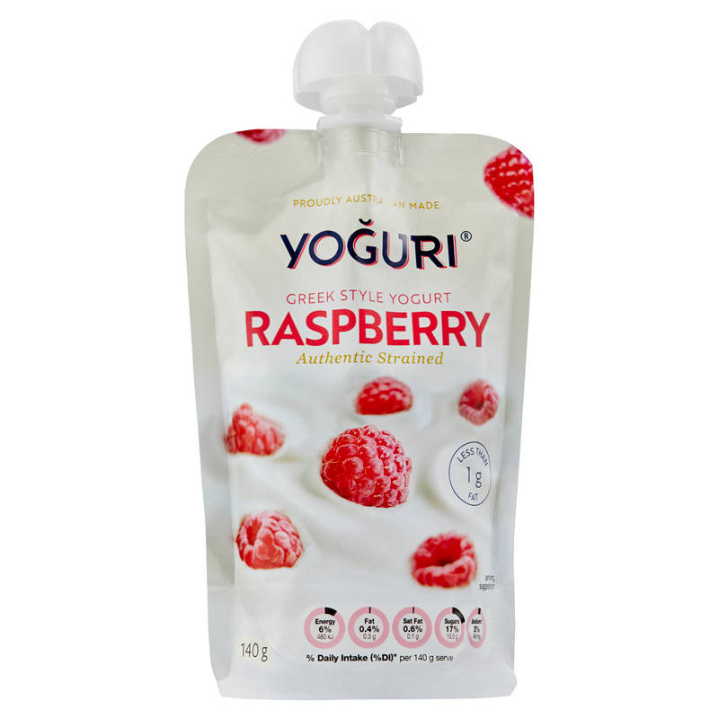 Greek Style  Yogurt Raspberry Pouch 140g