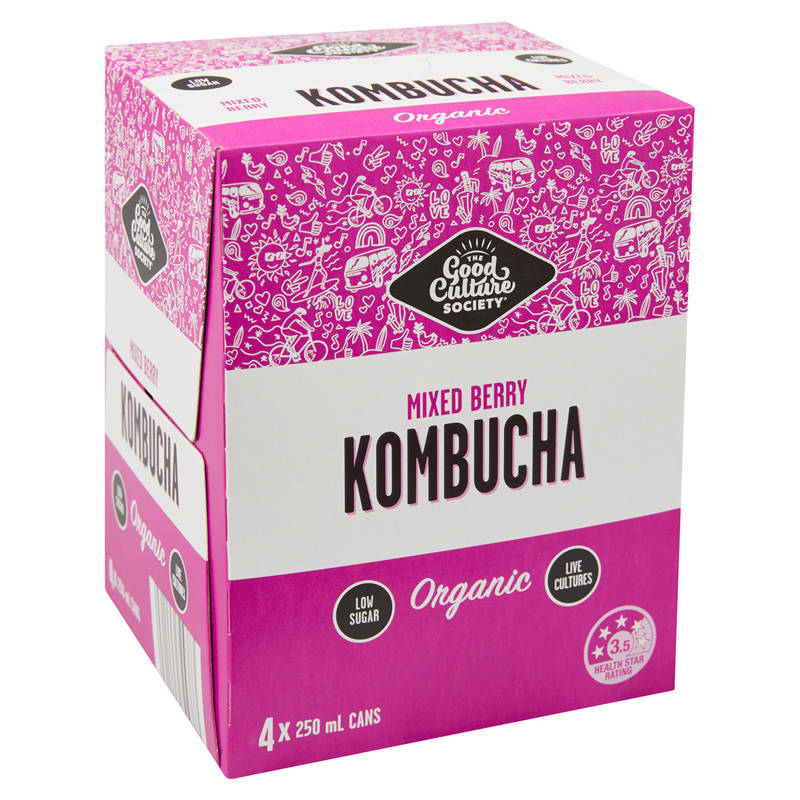 THE GOOD CULTURE SOCIETY Mixed Berry Kombucha 4x250ml