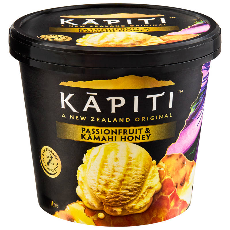 Passionfruit & Kamahi Honey Ice Cream 1L