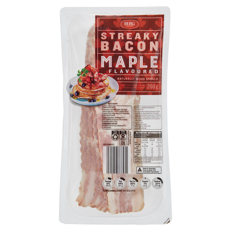 BERG Streaky Bacon Maple Flavoured 200g