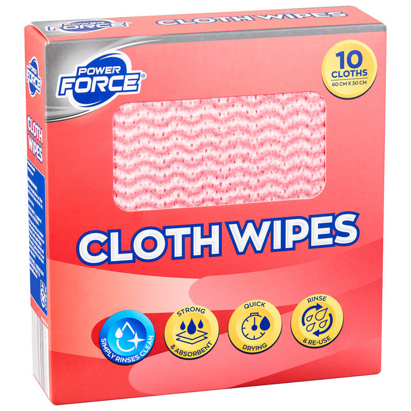 POWER FORCE Assorted Cloth Wipes 10 Pack