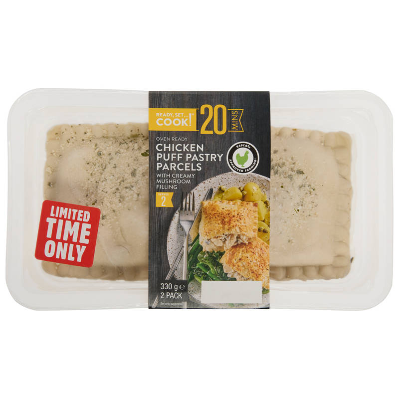 READY, SET…COOK! Chicken and Mushroom Puff Pastry Parcels 2 Pack 330g
