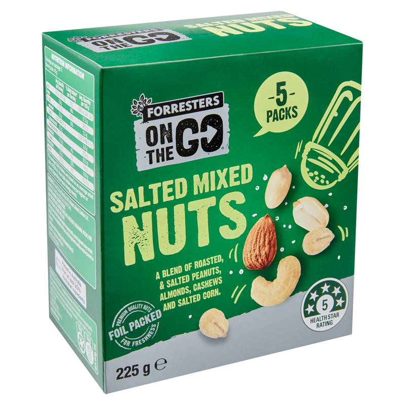FORRESTERS On The Go Salted Mixed Nuts 5 Pack 225g