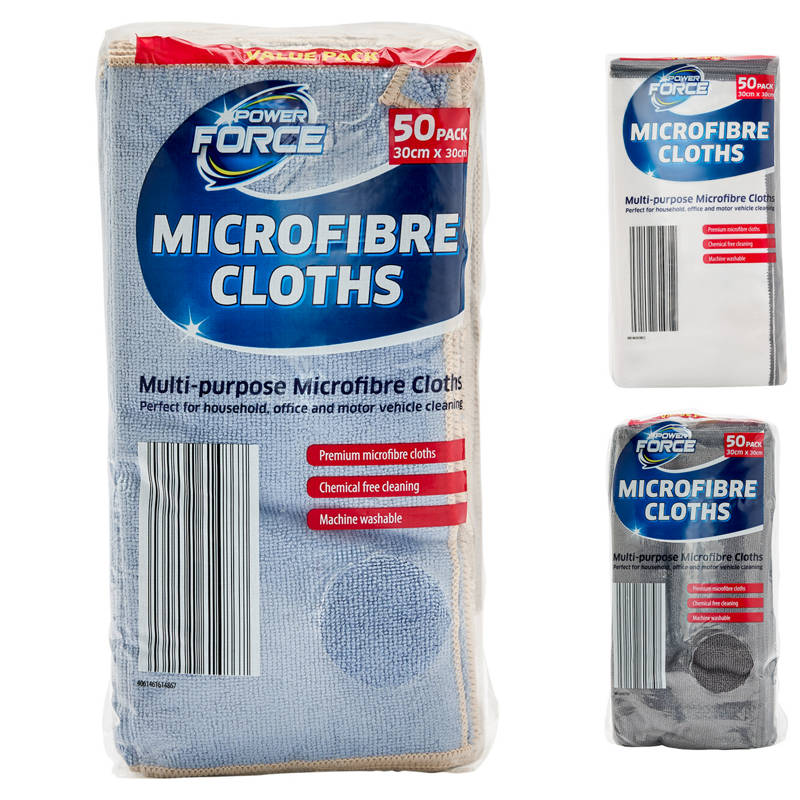 POWER FORCE Microfibre Cloths 50 Pack