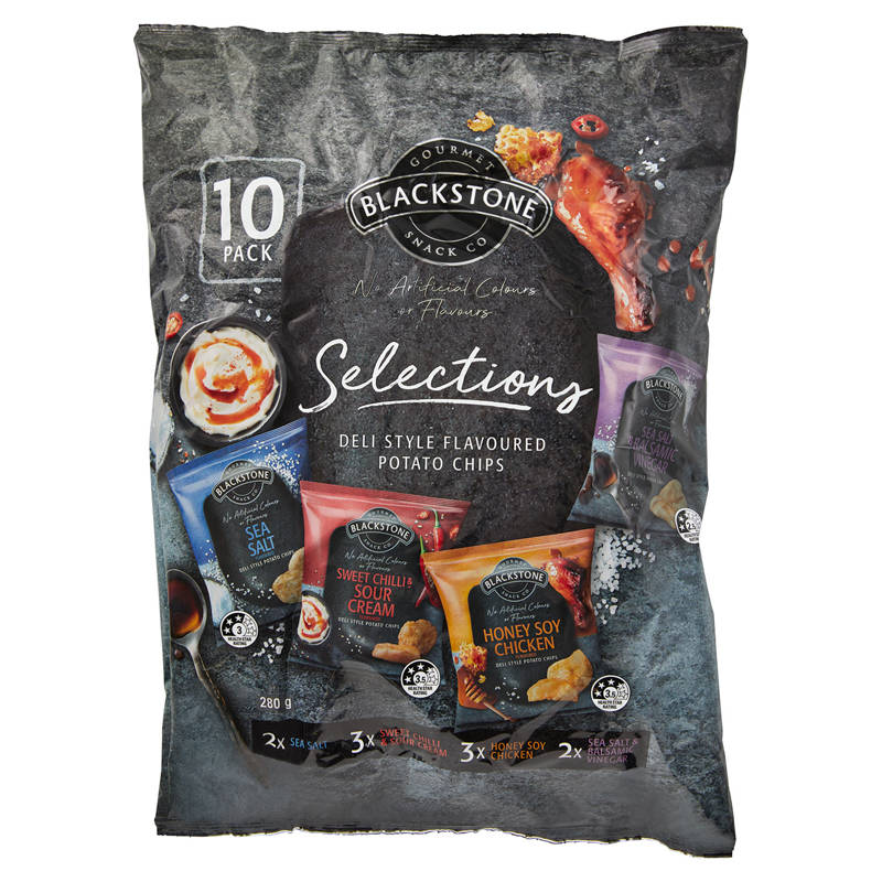 BLACKSTONE GOURMET SNACK CO. Deli Style Flavoured Potato Chips 10 Pack 280g