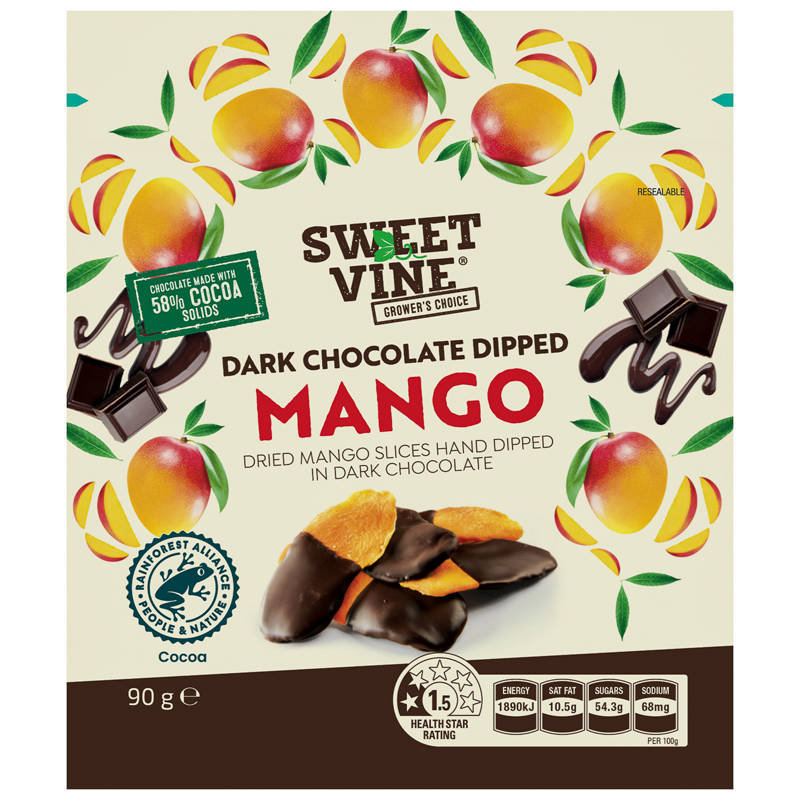 SWEET VINE Dark Chocolate Dipped Mango 90g