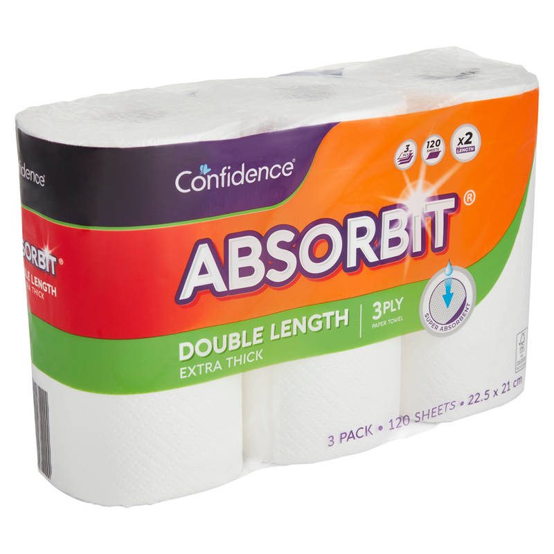 CONFIDENCE Paper Towel Double Length 3 Ply 3 Pack