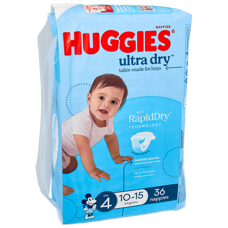 HUGGIES Boys Size 4 Toddler Nappies 36 Pack