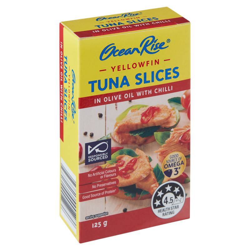OCEAN RISE Yellowfin Tuna Slices In Olive Oil with Chilli 125g