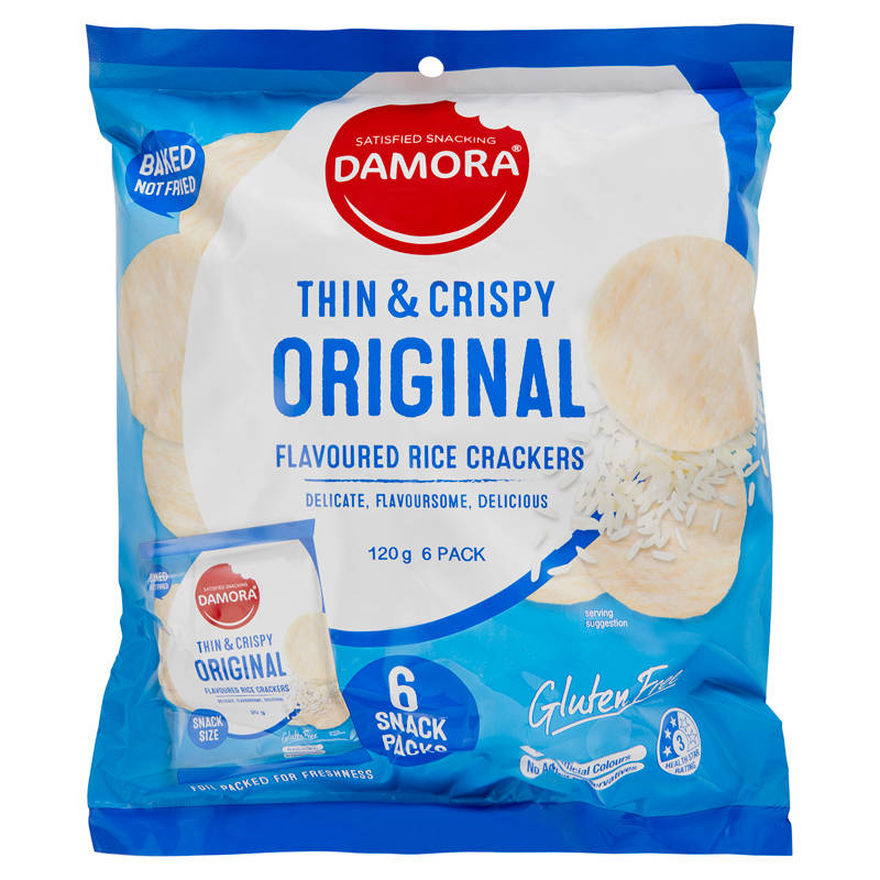 Thin & Crispy Original Rice Crackers 6 Pack 120g