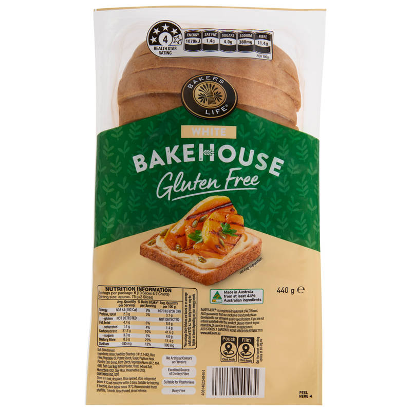 BAKERS LIFE Bakehouse Gluten Free White Bread 440g