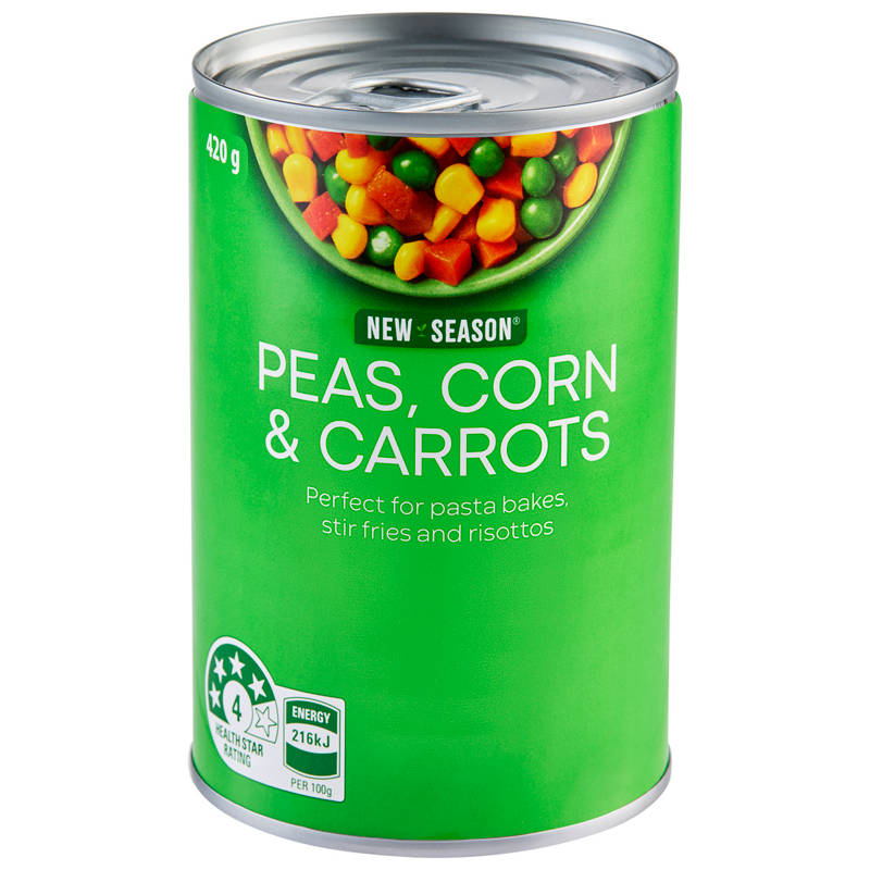NEW SEASON Peas, Corn & Carrots 420g