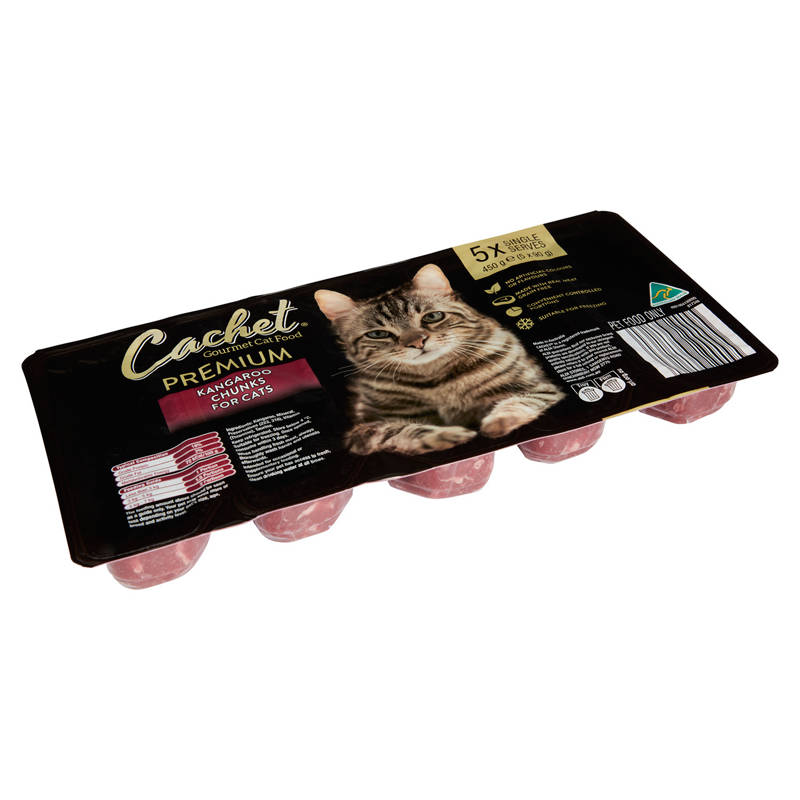 CACHET Premium Kangaroo Chunks for Cats 5 Single Serves 450g