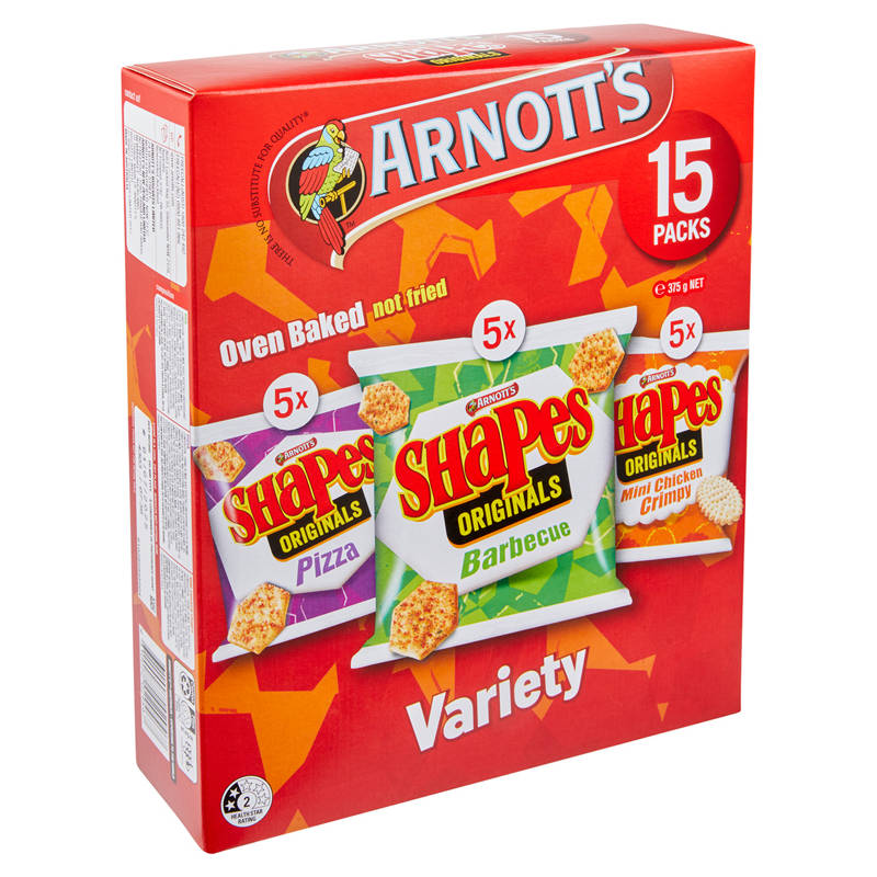 ARNOTT'S Shapes Multipack Cracker Biscuits Variety 15 pack