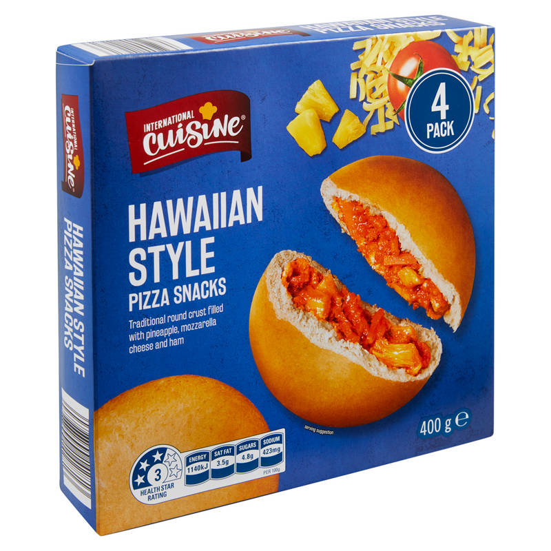 INTERNATIONAL CUISINE Hawaiian Style Pizza Snacks 4 Pack 400g